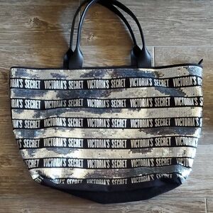 Victoria's Secret Black and Metallic Gold Tote